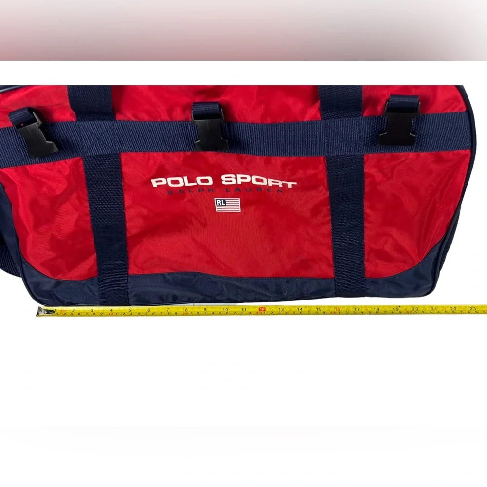 Polo Sport Ralph Lauren Spell Out Colorblock Duffel Gym Gag Vintage 90s Red USA